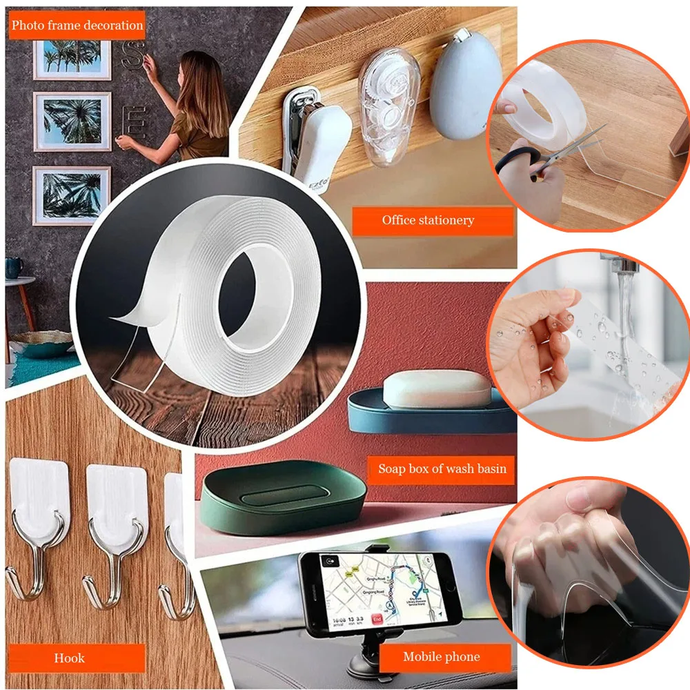 Customization Double Sided Removable Transparent Ivy Grip Tape Nano Tape for Kitchen Bathroom Car