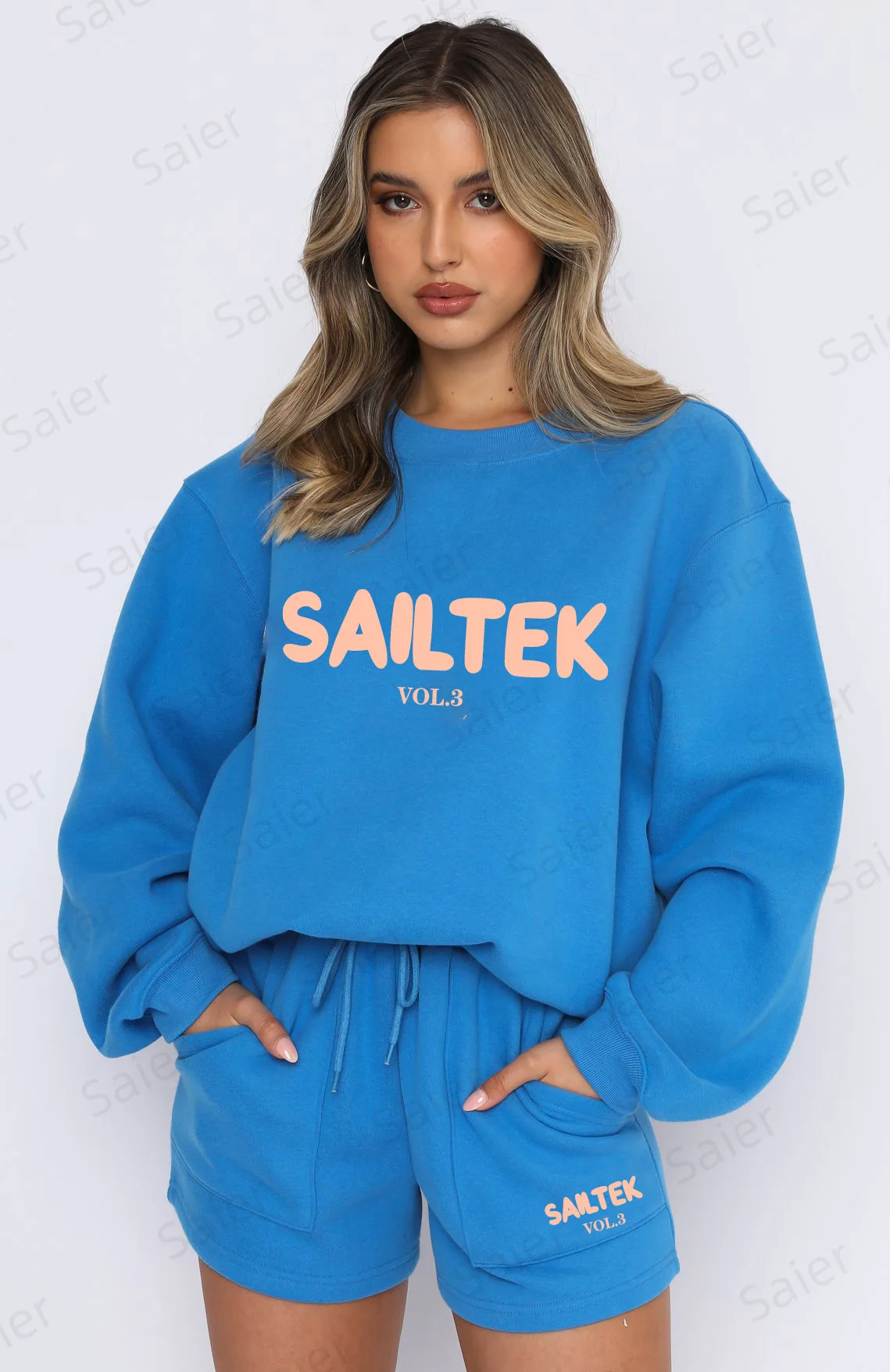 Custom Logo Sportswear Short Sweat Suits Womens Sweatshirts And Shorts