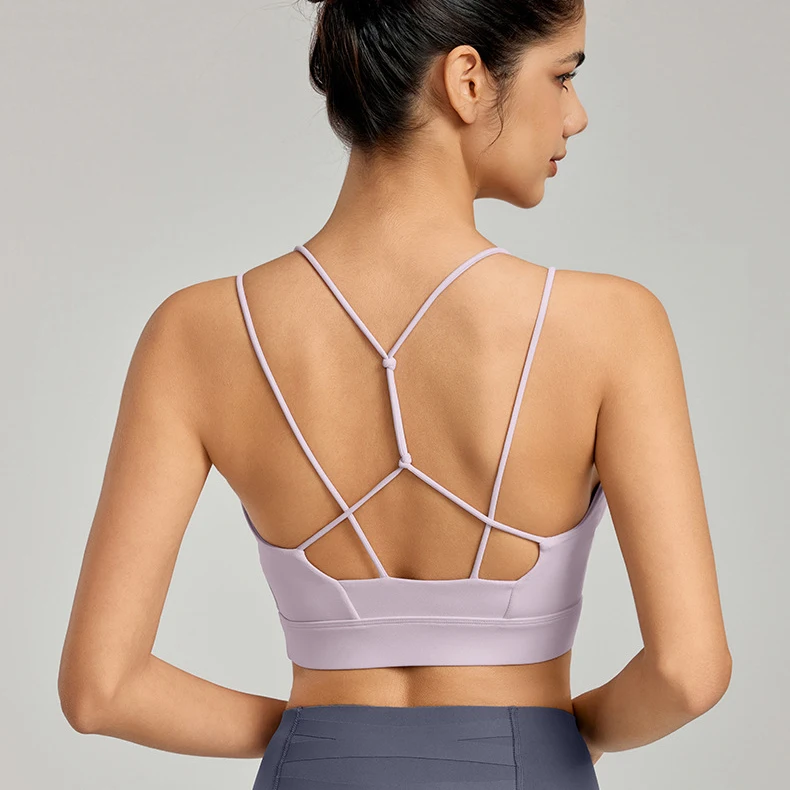 Women's Quick Dry Compression Sports Bra Adjustable Straps Cotton Padded Cross Back Reversible Lightweight Fitness Yoga XS XL