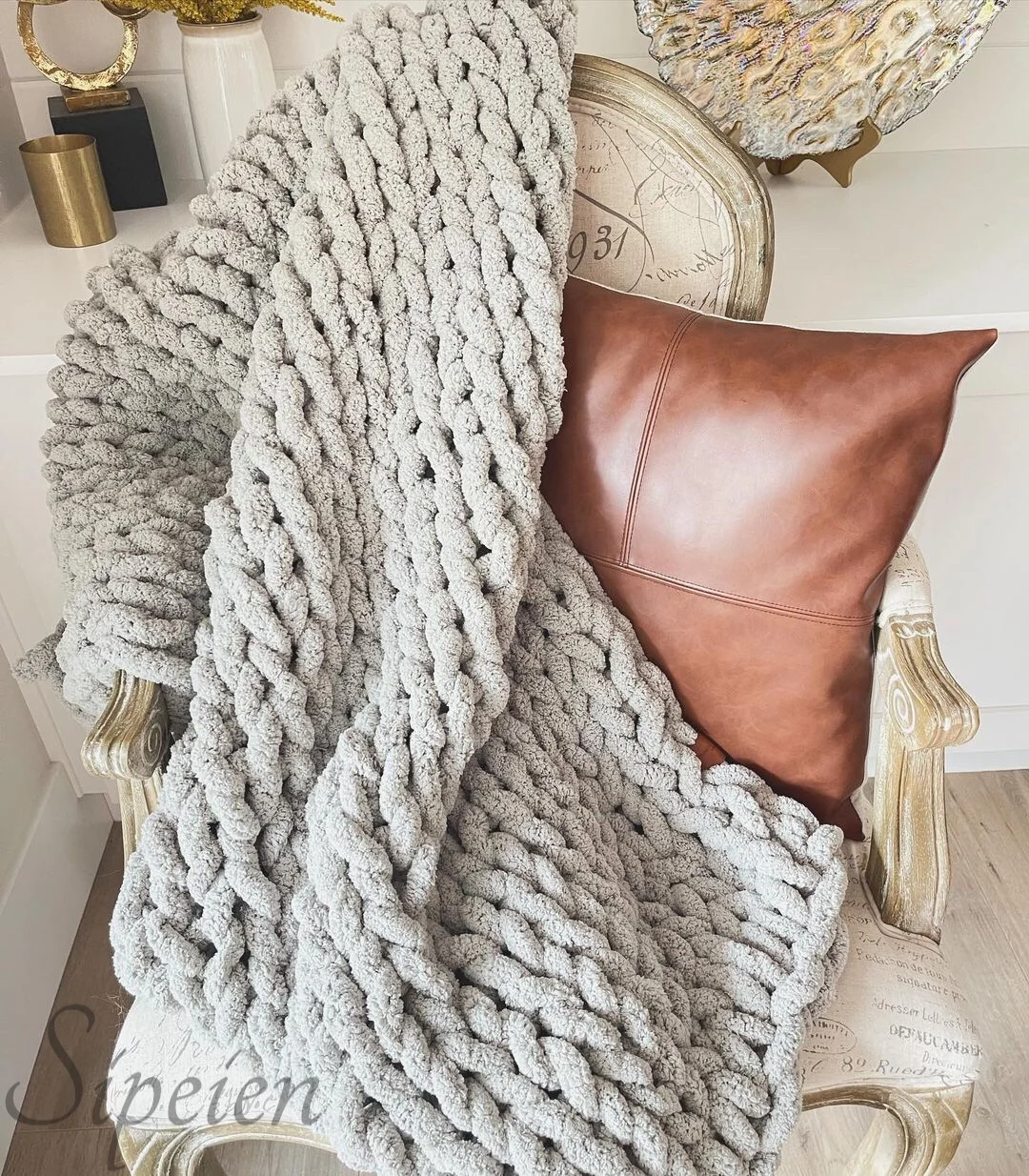 Chunky Knit Blanket Throw Queen Size 50