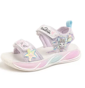 Trendy New Cartoon Design Soft Bottom Open Toe Beach Shoes Summer Girls' Fashionable Princess Children Sandals