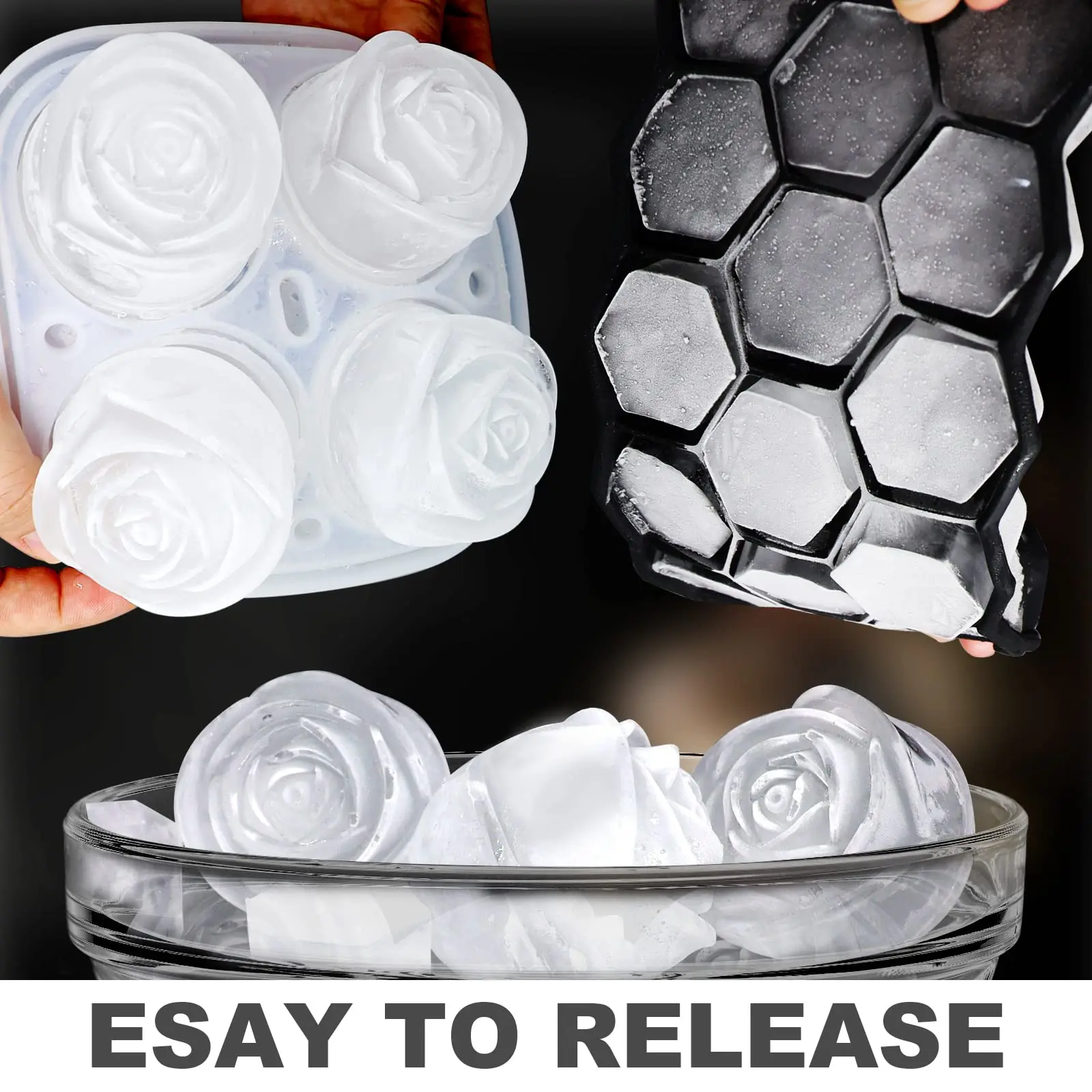 Bpa Free Easyuse Round Flowershape Silicone Ice Cube Tray For Food