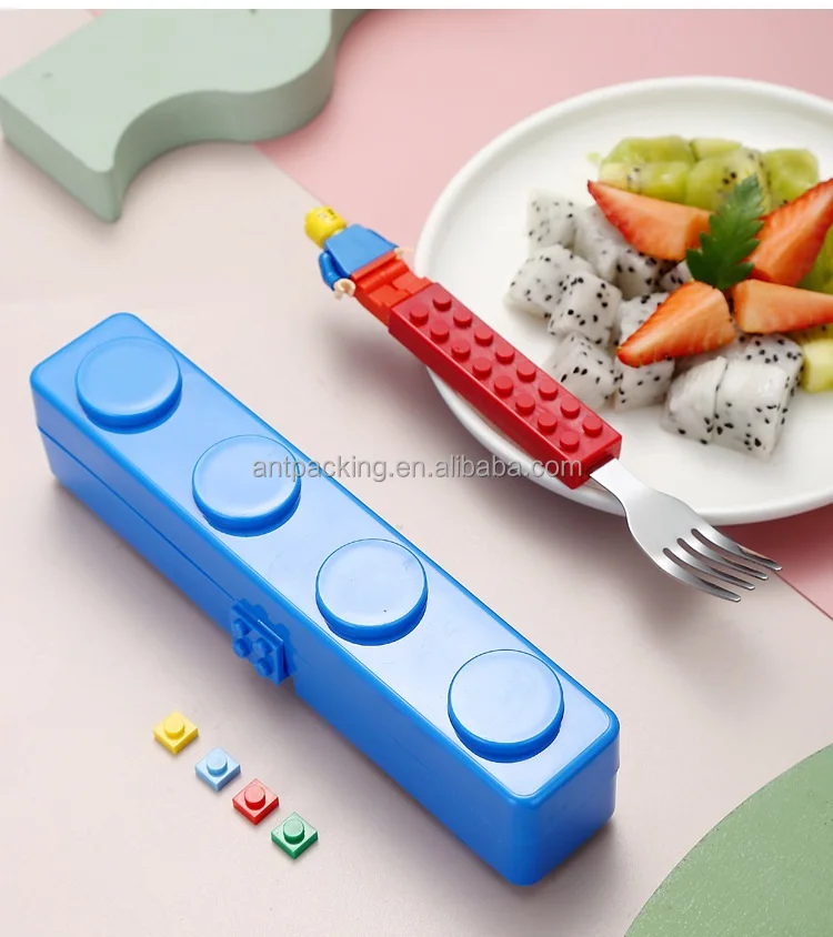 Children Baby Cutlery  Spoon and Fork Set with Plastic case  304 Stainless Steel DIY Spoon Cuterly Set