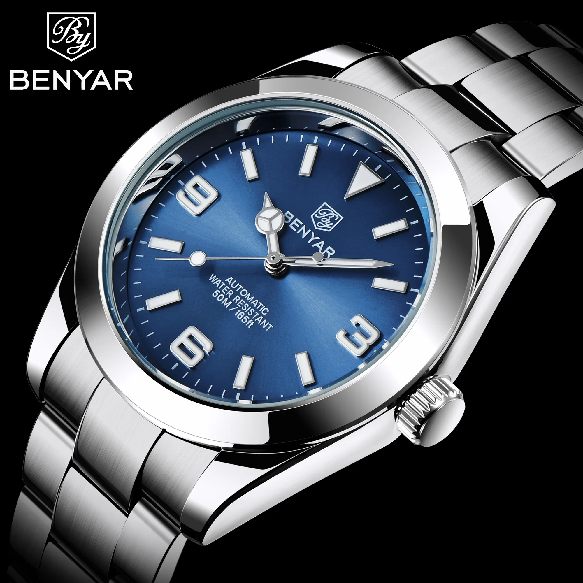 BENYAR 2020 New Stainless Steel Automatic Men Watches Brand Waterproof Luxury Men Mechanical Wristwatch Relogio Masculino 5177