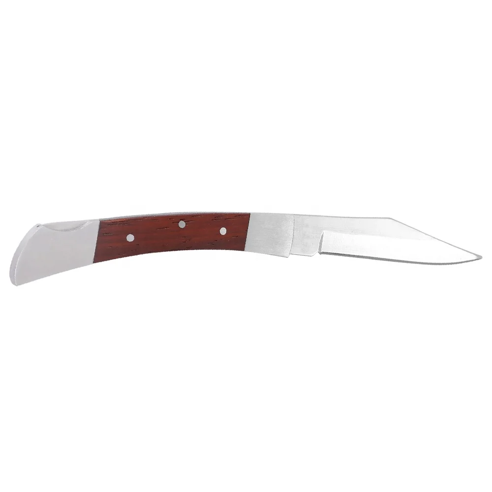 Compact 2.91" Clip Point Blade Nail Nick Open Dual Bolster African Padauk Handle Safe Back Lock Pocket Knife for Gift Store