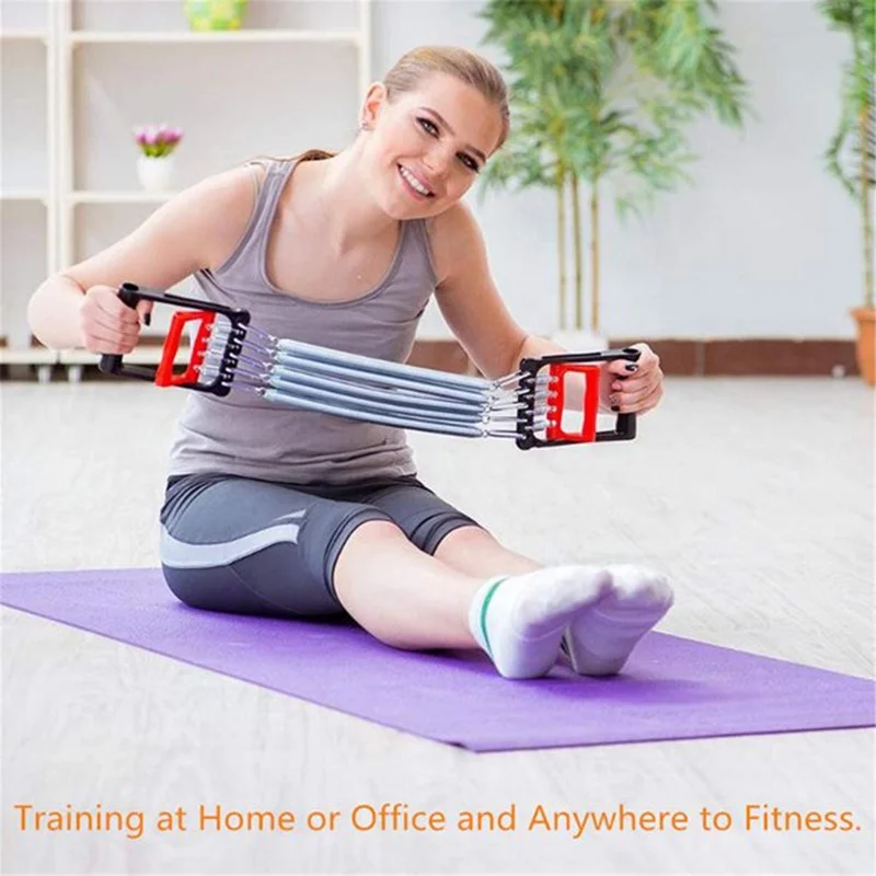 Muscle Arm Strength Exerciser Chest Expander Fitness Resistance Band Tube Adjustable Exercise 5 Springs Chest Expander
