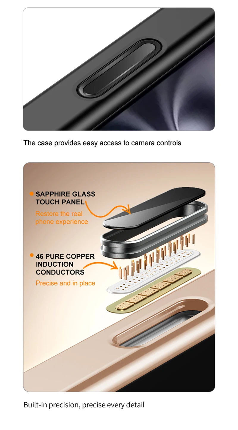 product laudtec natural wood back panel with sapphire touch panel luxury rotatable camera phone case for iphone 17 pro-6