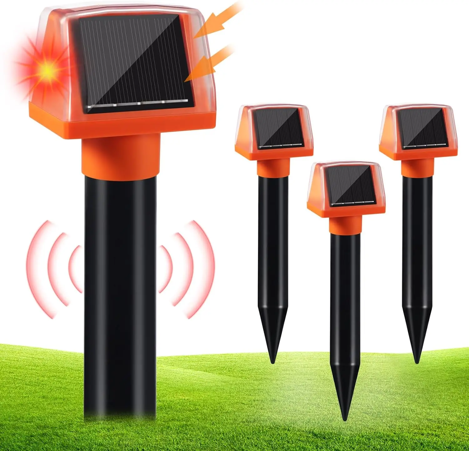 SAIJZEK New Arrival Double-sided 4Pack Solar Snake Mole deterrent Ultrasonic Gopher Mouse Repeller Groundhog Solar mole Repeller