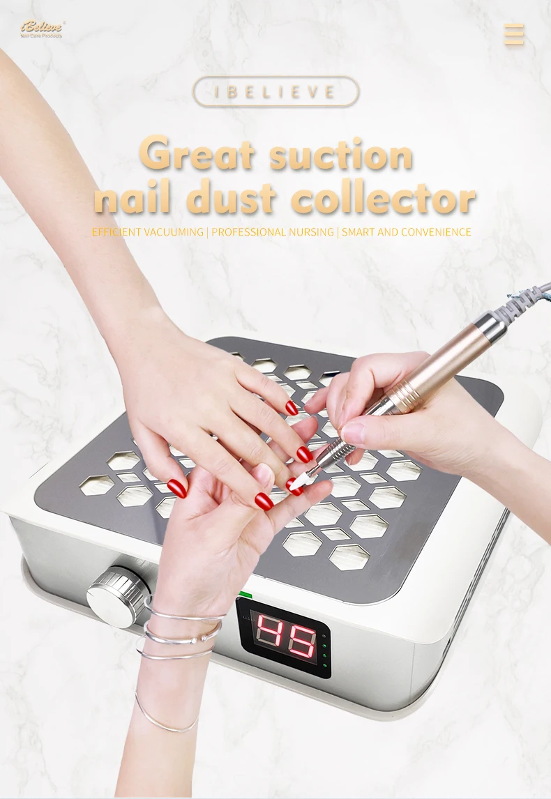 2024 60W 4500RPM Dust Collector for Nails Adjustable Suction Nail Vacuum Dust Collector