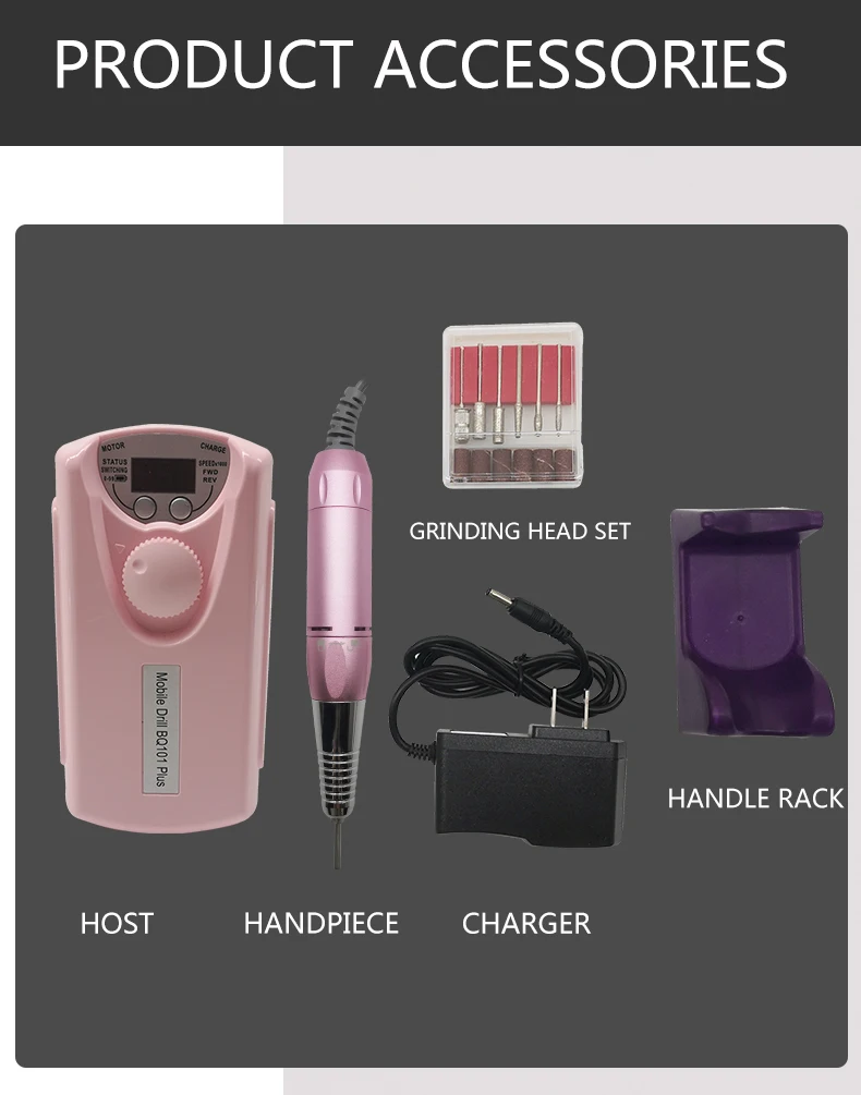 AT-NDB-010 portable nail drill in pink color factory