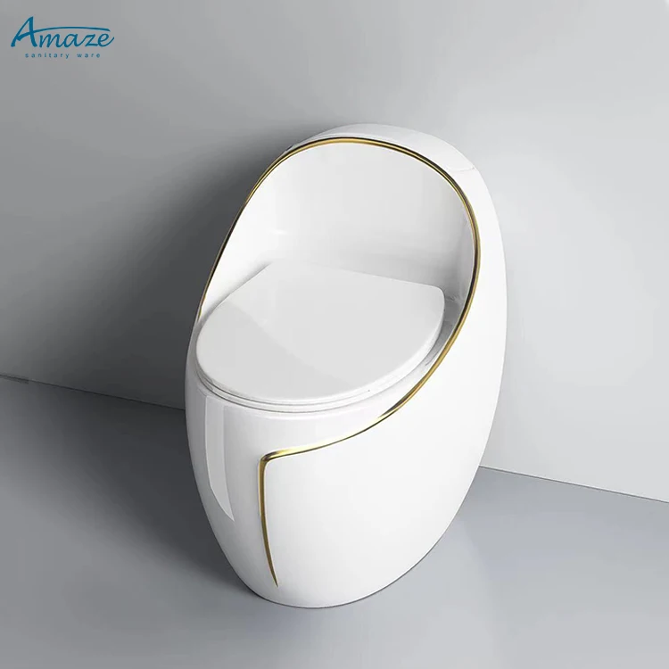 Modern ceramic sanitarios ware egg shape one piece toilet bathroom water closet s trap toilet