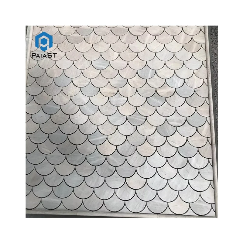 Fish Scale Grey Marble Mosaic Tiles Shower Room Wall Floor Design,fan Shaped Mosaic Tile