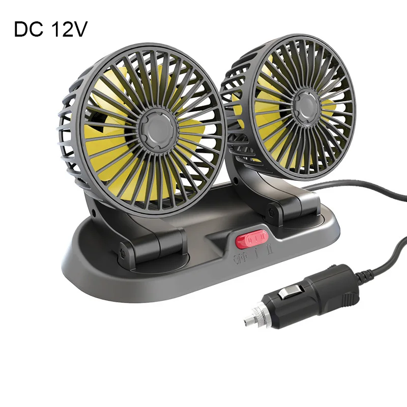 Adjustable 360 degree rotating USB DC12V/24V double head car air cooling fans fan