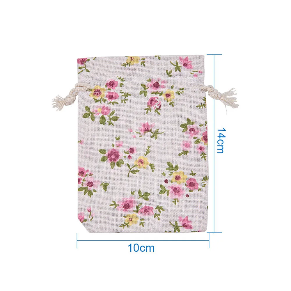 Borsa Portagioie In Cotone Stampato E Lino Con Coulisse In Stock - Buy Sacchetto - Foto 2