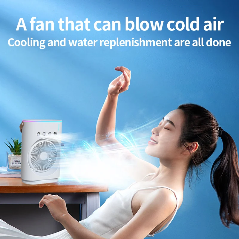 Custom Logo Desk Humidifier Fan Powerful USB Portable Misting Water Spray Mini Fan Handy Air Cooling Small Fan Rechargeable