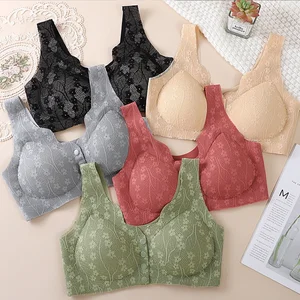 High Quality Seamless Comfortable Women's Lace Padded Lingerie Front Buckle Maternity Nursing Bras Adjustable Sexy Breathable