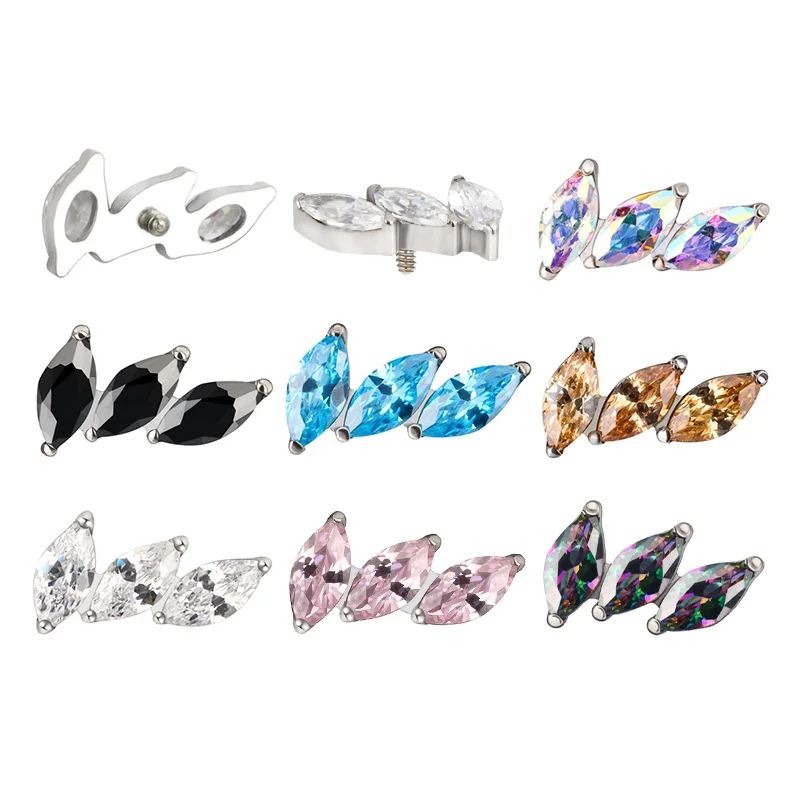 Hypoallergenic G23 Titanium Internally Threaded Top Labret Body Piercing Jewelry  Fashion Cartilage Helix Earring Jewelry