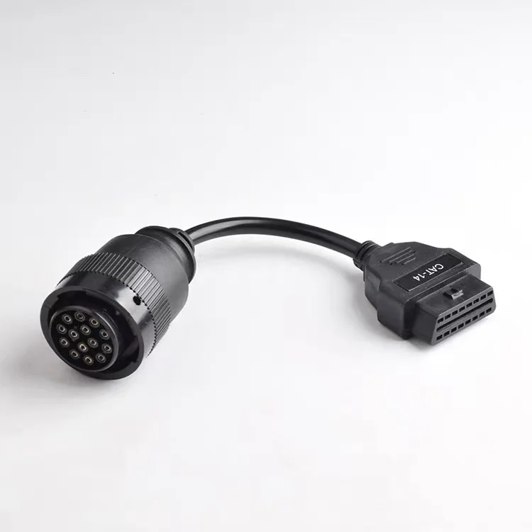 Car OBD2 Adapter 14 Pin Male Female Connector Universal Diagnostic Cable for Heavy Equipment Diesel Scanner