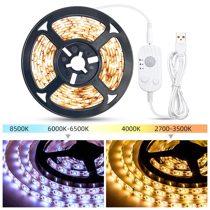 Waterproof Warm Motion Activated Sensor smart USB Rechargeable LED Flexible Strip Light Under Cabinet Lights for Bedroom Closet factory