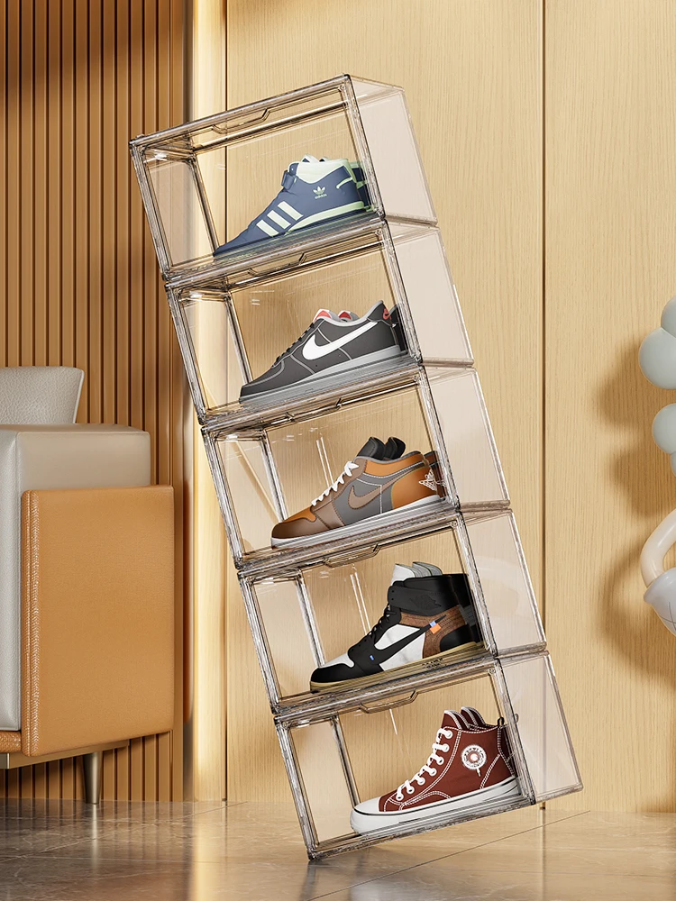 Wholesale Transparent Plastic Stackable Shoe Storage Boxes Drop Front ...