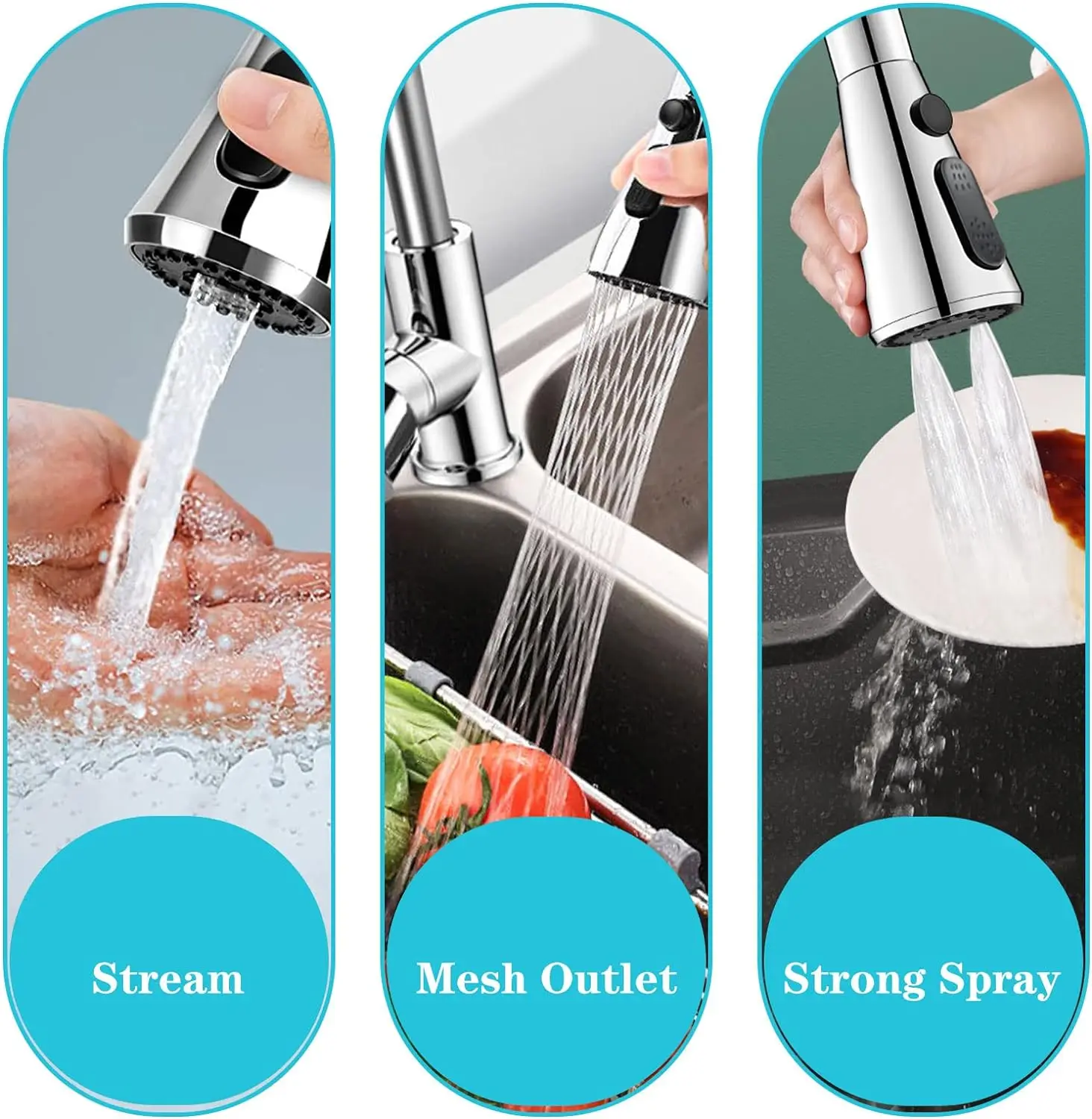 Kitchen Tap Spray Head 360 Degree Swivel Spoutsink Tap Spray Attachment Head With 3 Function 8084