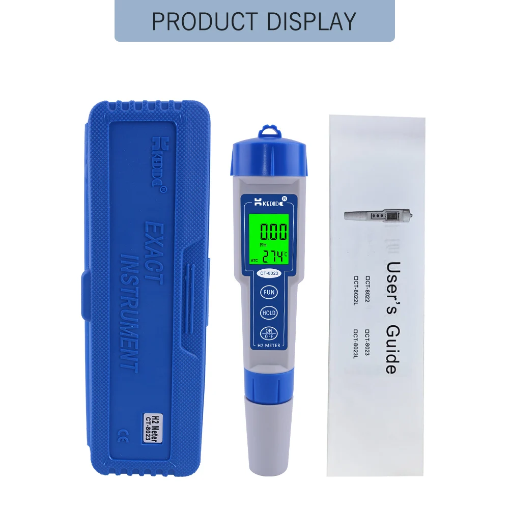 Kit Durezza Acqua Misuratore Di Idrogeno Digitale, Misuratore Di Qualità Dell'acqua Del Misuratore H2 A Penna Ad Alta Precisione Con ATC, Misuratore Di Temperatura Del Sale PPM LCD PH TDS Per Acqua - 3