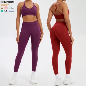 XW-3010-4  Wholesale Two Piece Set  Adjustable Impact Sports Bra Breathable Butt Lifting Legging Women's Gym Activewear