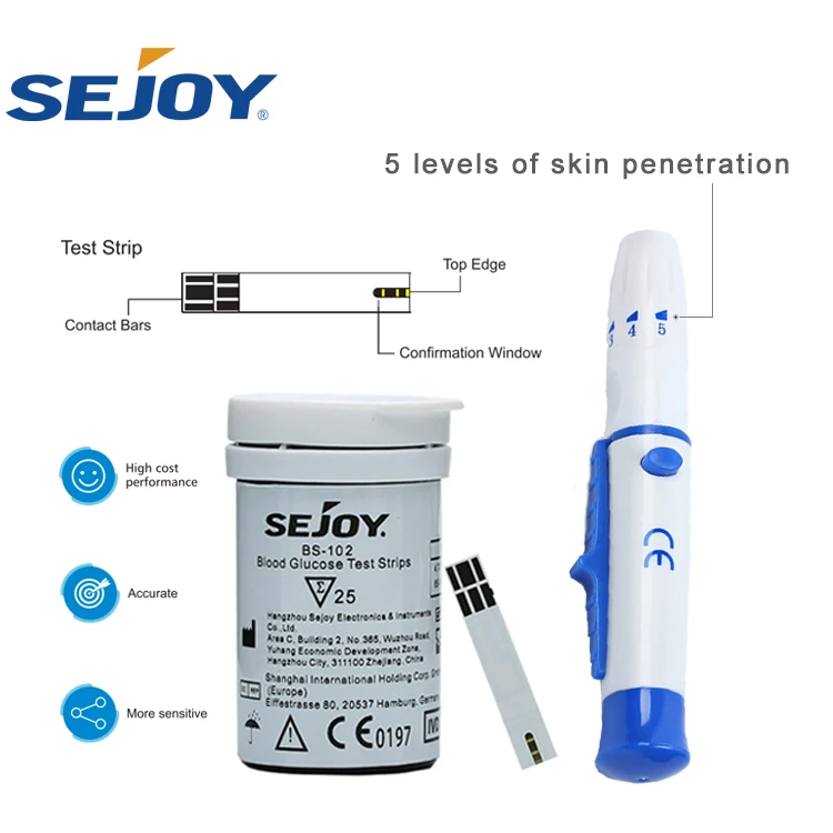 Sejoy No Coding Glucometer test Strips Blood Sugar test Strips