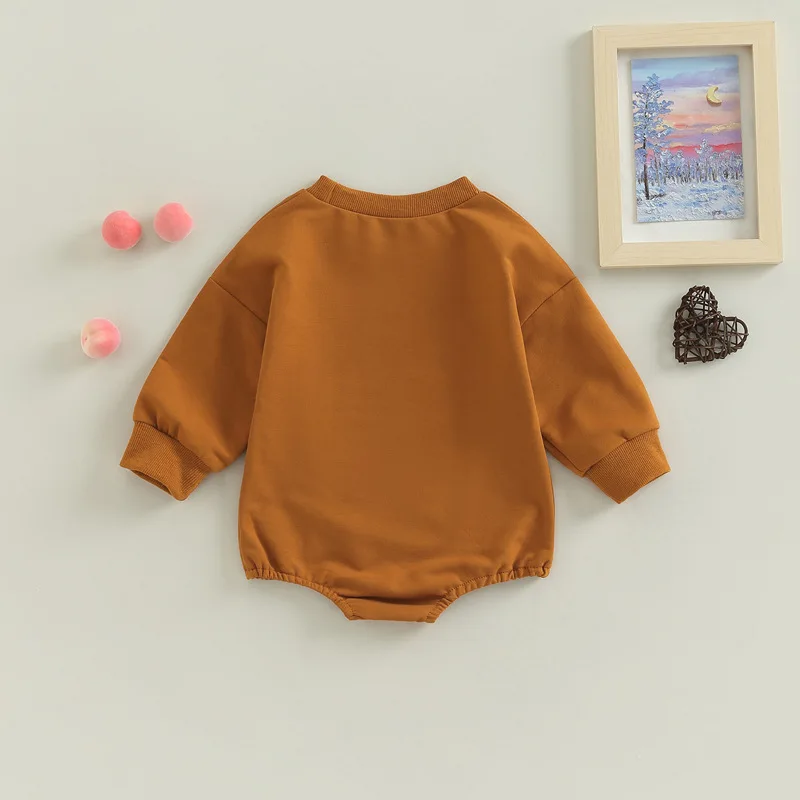 2022 Autumn Newborn Girls Boys Sweatshirt Romper Long Sleeve Letter