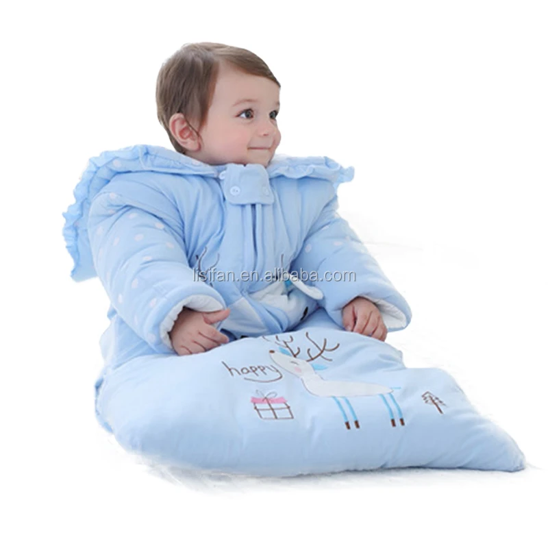 Winter Toddler Sleeping Bag 3.5 Tog Cotton Kids Sleeping Sack for Infant Toddler with Detachable Long Sleeves Animal Bear Baby Wearable Blanket 24-48 Months/83-95cm 