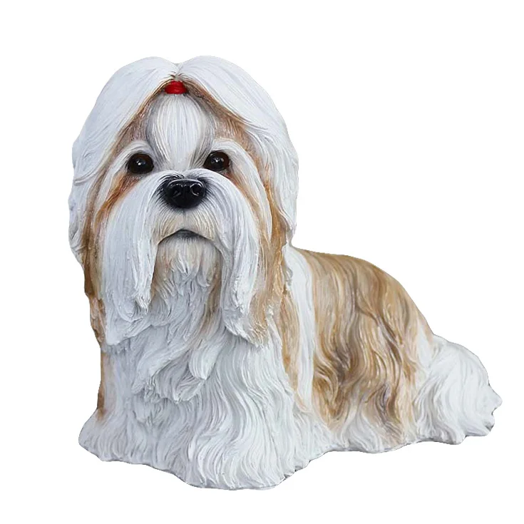 Unique Gifts for Dog Lovers Simulation Sculpture Resin Realistic Maltese Dog Figurine Artificial Lifelike Shih Tzu Dog Statues