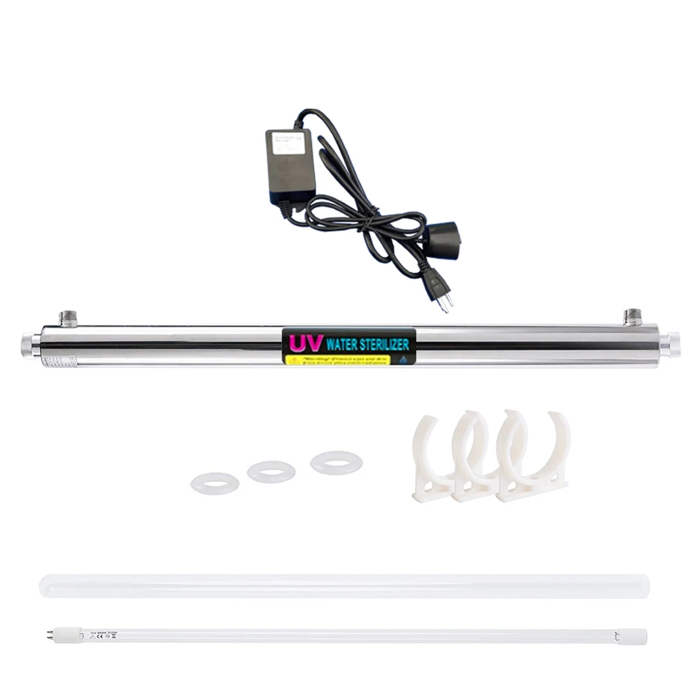 УФ-лампа для очистки воды 55 Вт нержавеющая сталь 1500 литров в час углеродная Ocpuritech наружная резьба 1/2 дюйма