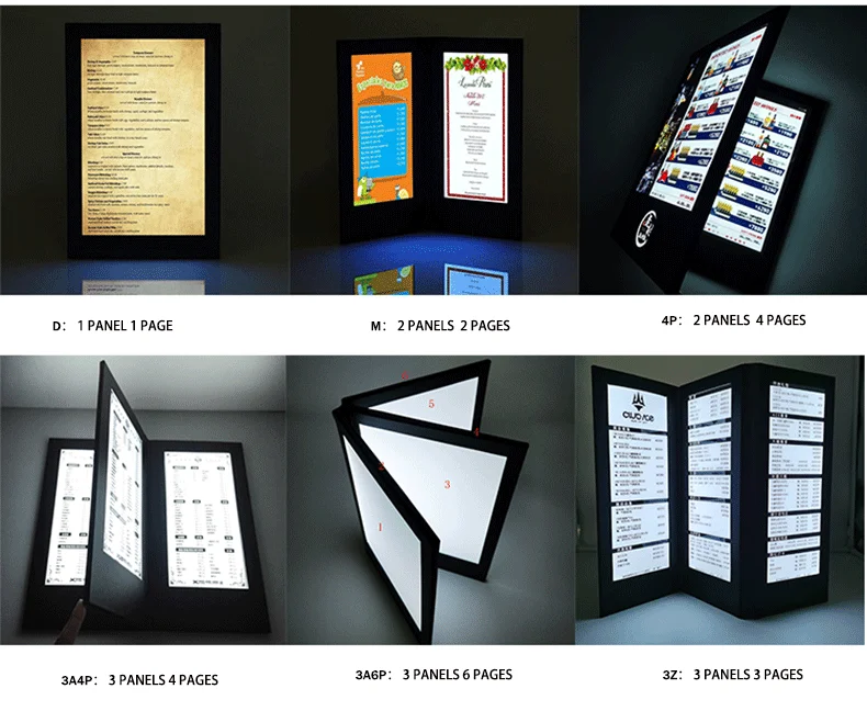 2 Led Panel Folding Black Lit Menu Holder For Restaurant Cafe Club 8.5 X 11'' Inserts Buy