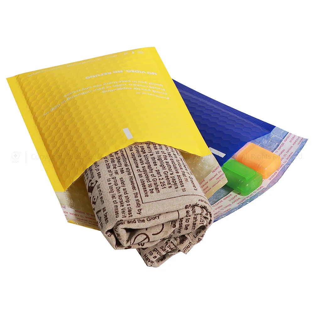 New Arrival Yellow Custom Logo Printed Eco Friendly Cute Bubble Mailers Padded Envelopes Shipping Mailers