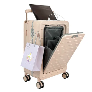 Unisex 100% PC Multifunctional Luggage Suitcase with Spinner Caster Separate Computer Compartment