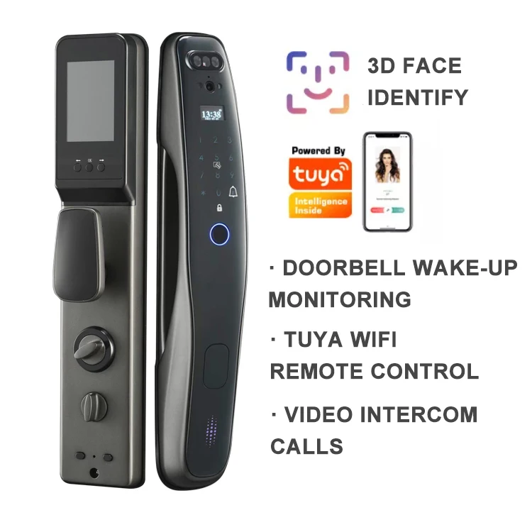 Tuya 3D Face Video Intercom with Camera Outdoor Gate Cerradura Inteligente Smart Home Locks Security Fingerprint Smart Door Lock