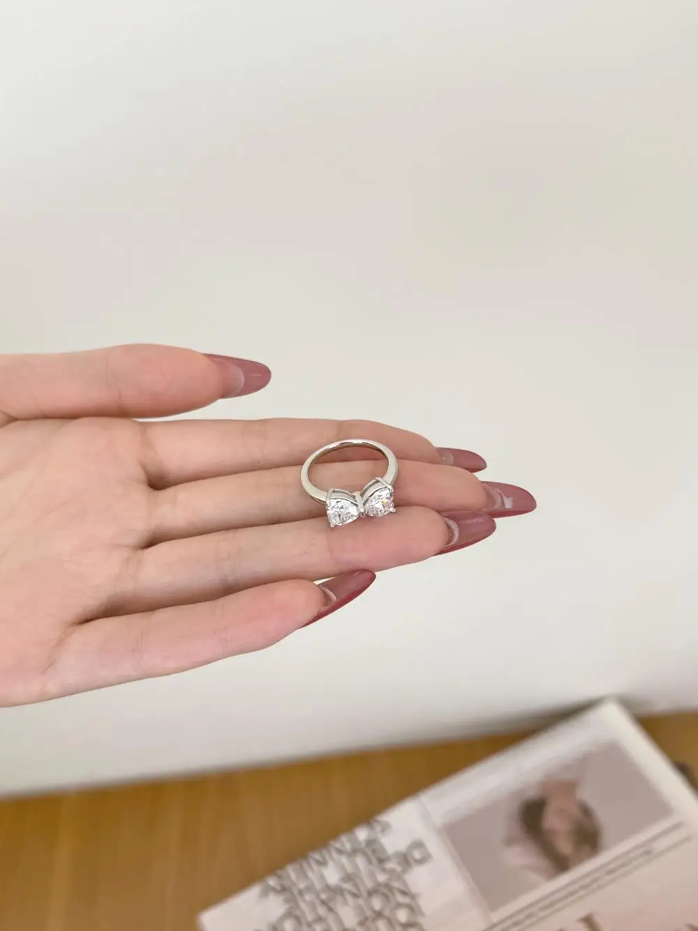 KAKODIY Pink Bow Cubic Zirconia 925 Sterling Silver Fine Jewelry for Women Ring Wedding Ring detail 3
