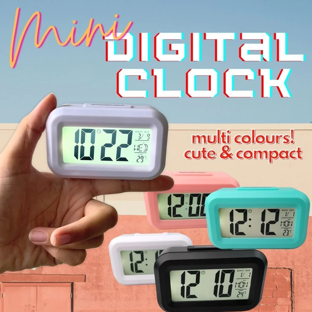 Durable Digital Clock Temperature Time Multifunction Battery Operated Backlight Quiet Desk Table Alarm Clock for Living Room