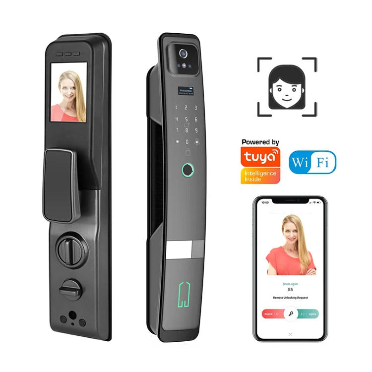 Easloc Full Automatic Smart Lock Front Door Face Recognition Door Lock with Eye Scanner