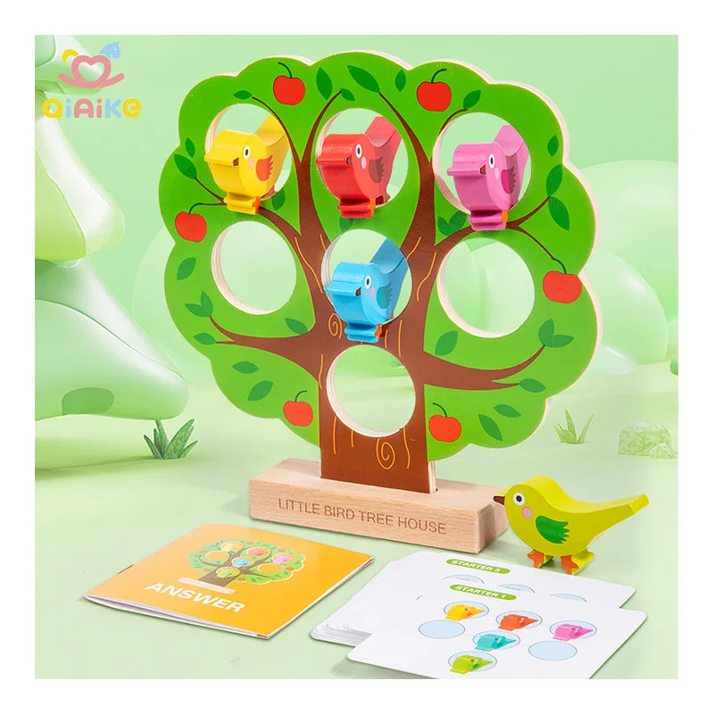 Fun Little Bird Tree House Children's Educational Wooden Toy for Logical Thinking & Color Cognition Training Baby Kids' Toy