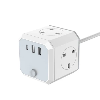 EU US UK USB TYPE-C power extension socket multi function 4 sockets power cube home use power strip with usb