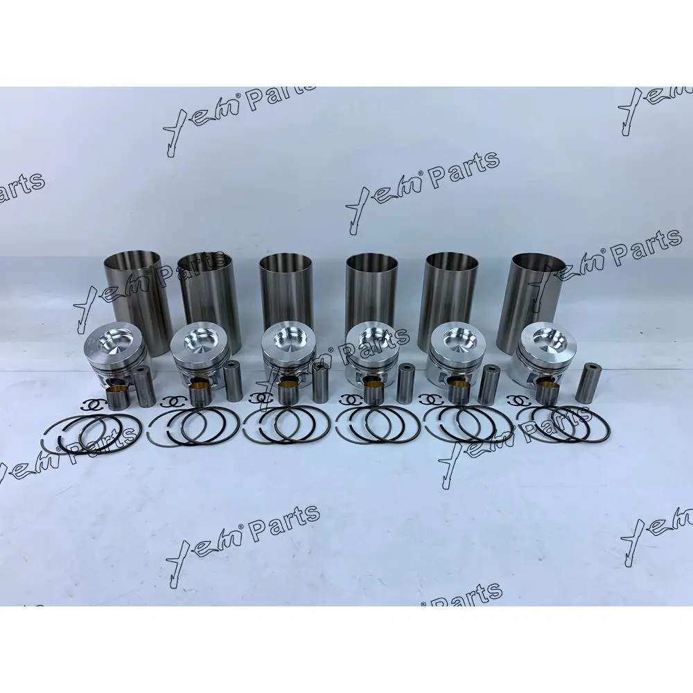 Cylinder Liner Kit With Piston Rings Liner Fit for Mitsubishi S6K Excavator Forklift Diesel Engine Repair Parts