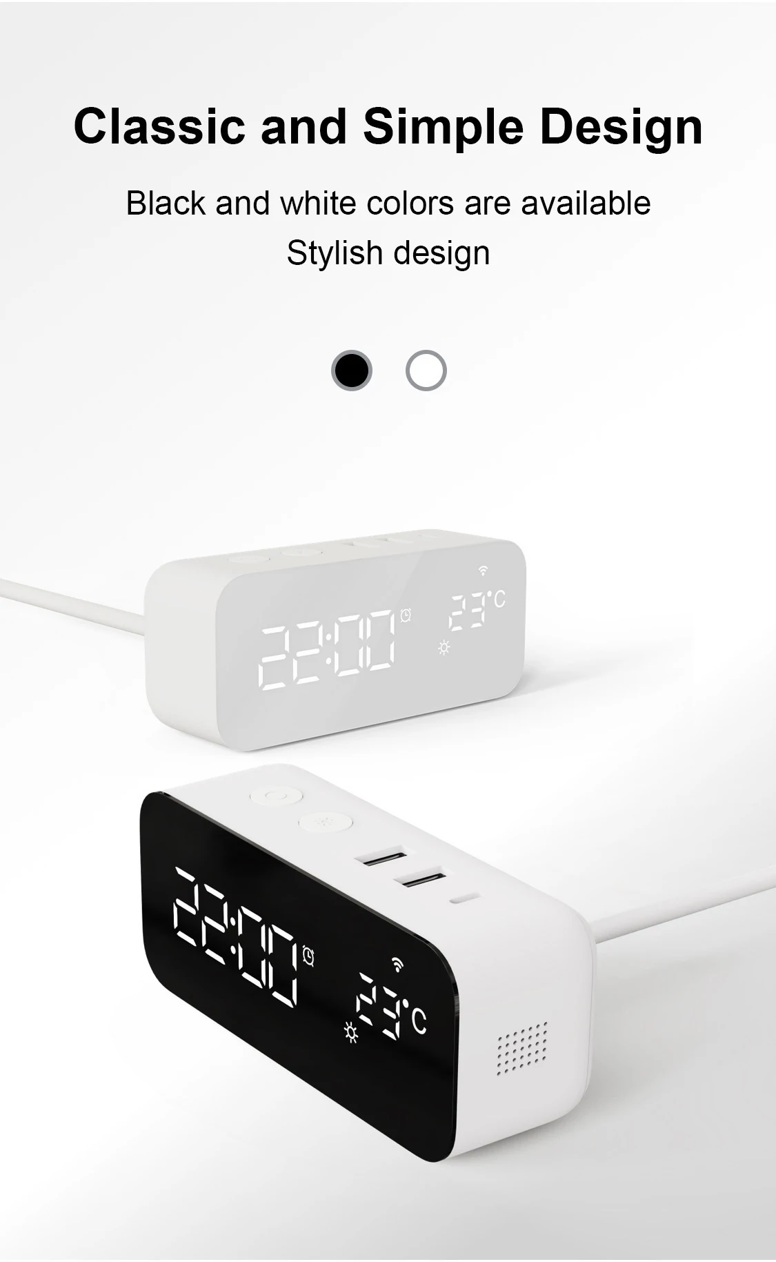 Wifi Smart Weather Station Desktop Led Digital Clock Alarm Usb Smart