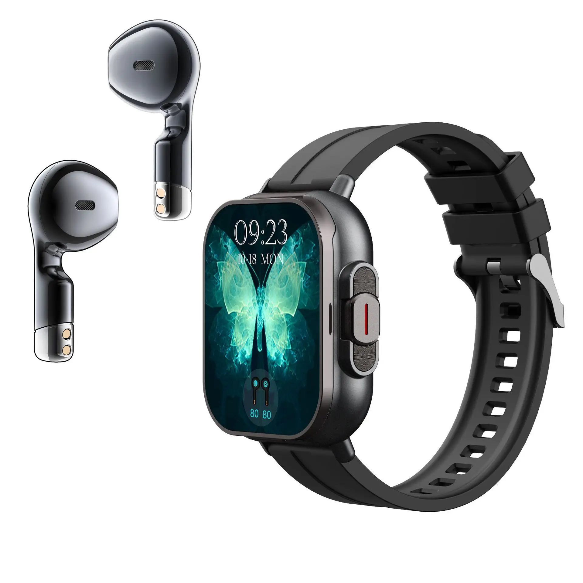 D8E Smart Watch 2 in 1 Fashion TWS Earphone 2.0 Inch Touch Screen Wireless Earbuds Sport HiFi Sound Health Monitoring Smartwatch