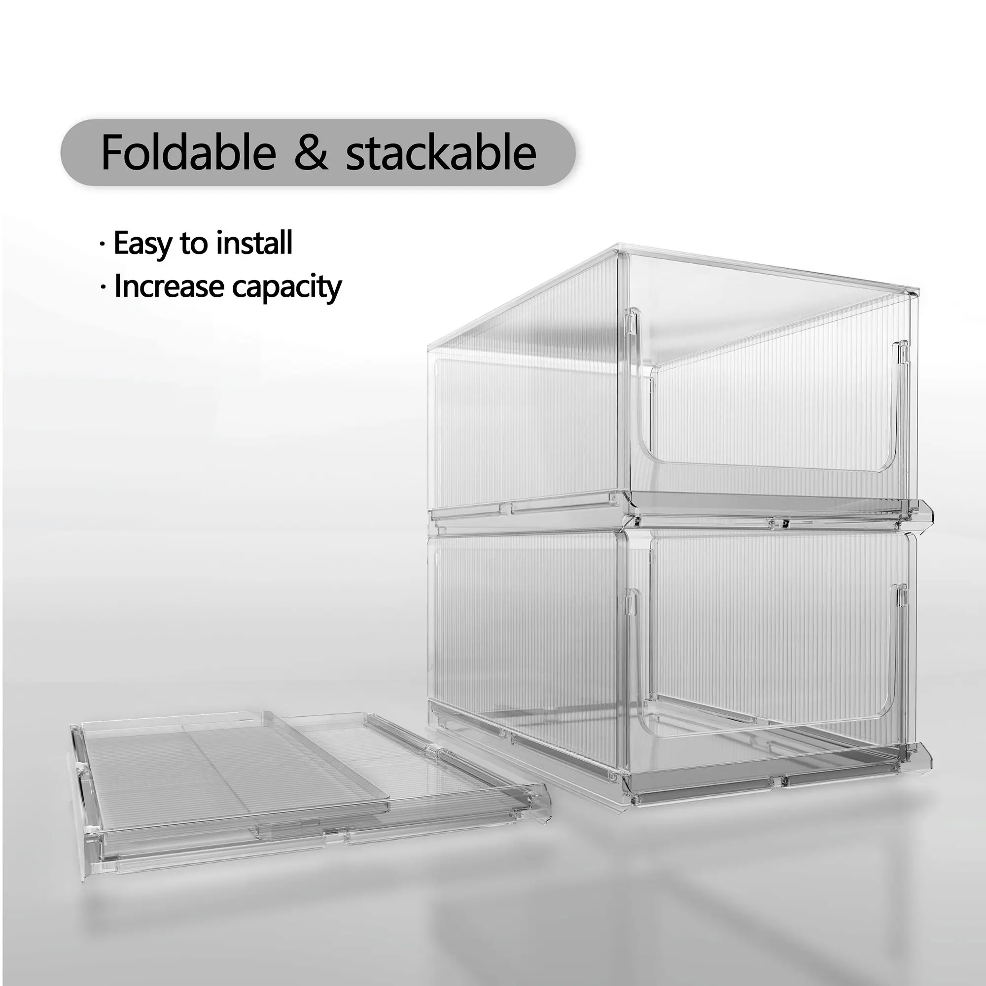 Multifunctional Transparent Plastic Pet Cabinet Stackable Foldable Shoe Rack Clothes Display Box Rectangle Shape Injection supplier
