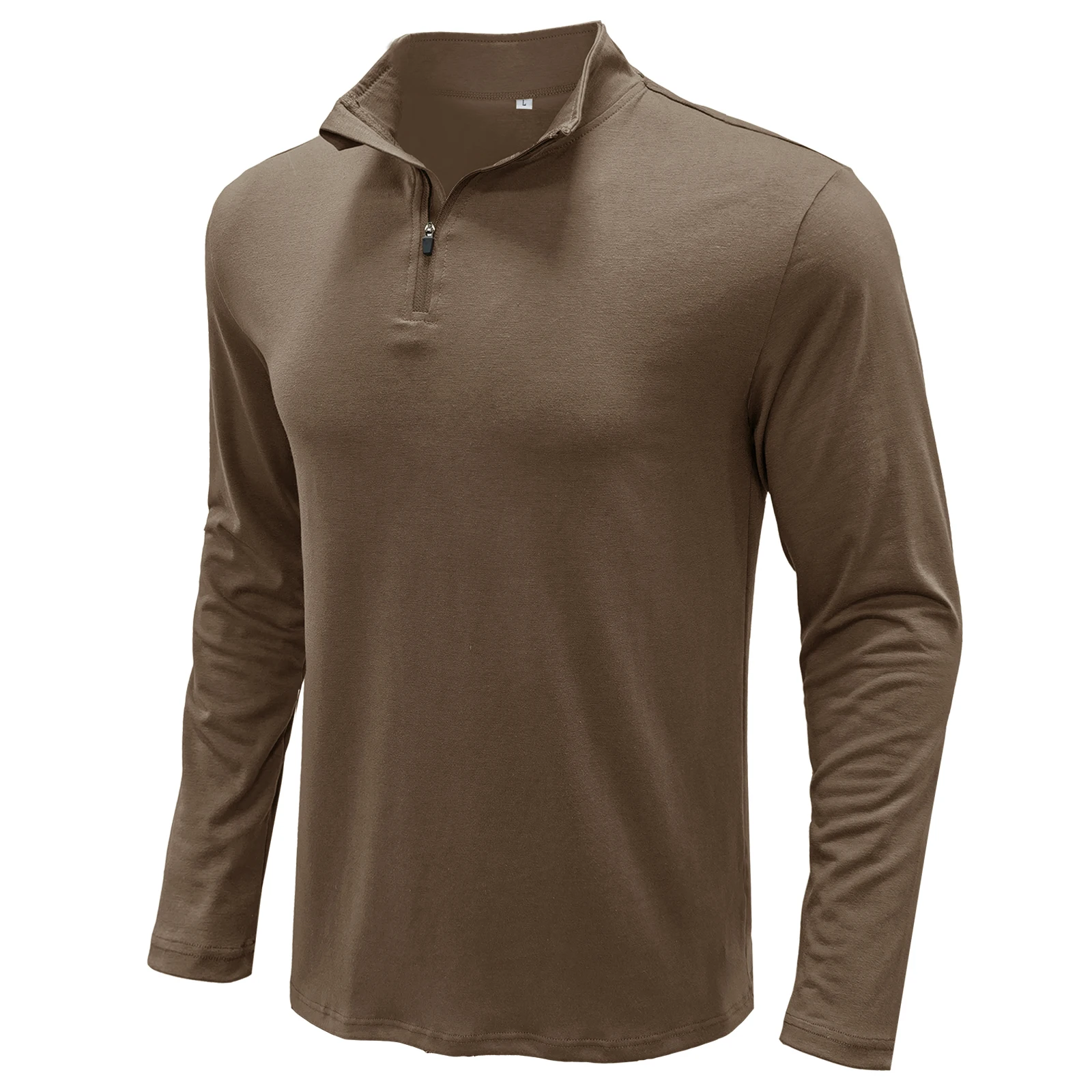 T-shirt da uomo Europea Americana colletto rialzato pullover con cerniera Polo camicia da combattimento a maniche lunghe da allenamento957_voghion.com