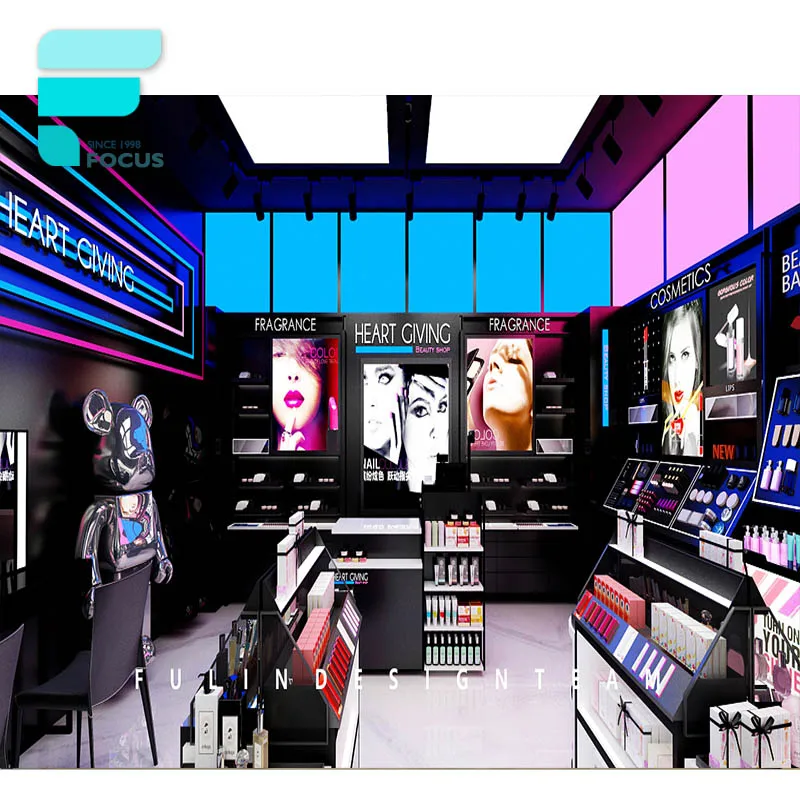 Good Quality Cosmetic Display Store Makeup Furniture Counter Beauty Salon Decoration Shop Interior Design Nail Kiosk