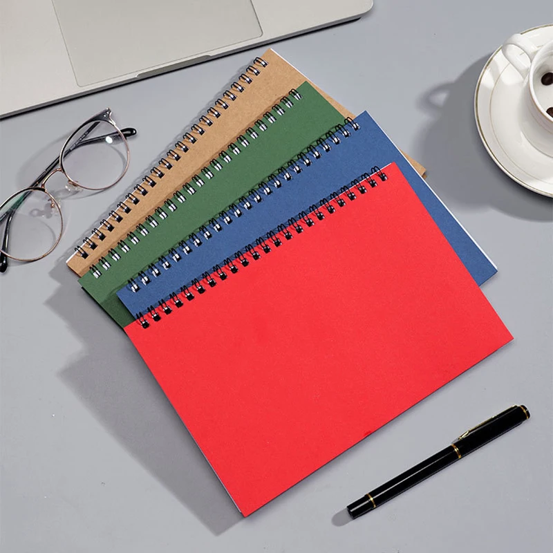 Custom logo print a5 kraft paper cover with printed spiral notebook cover coil notebook a5 cheap promotion notebook