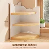 Cat-themed Corner Shelf [White Frame, Solid Wood Shelf]