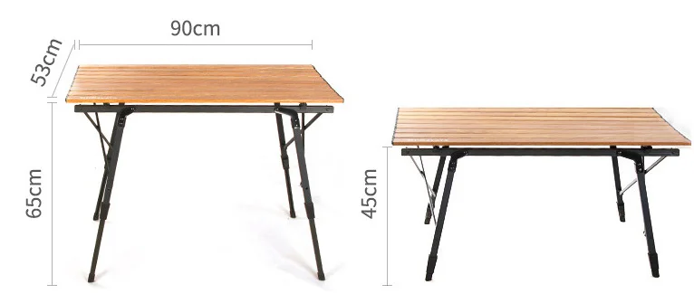 
Переносной Регулируемый складной стол для пикника, алюминиевый стол для отдыха на открытом воздухе, барбекю, путешествий, пешего туризма, из дерева, с сумкой для переноски 